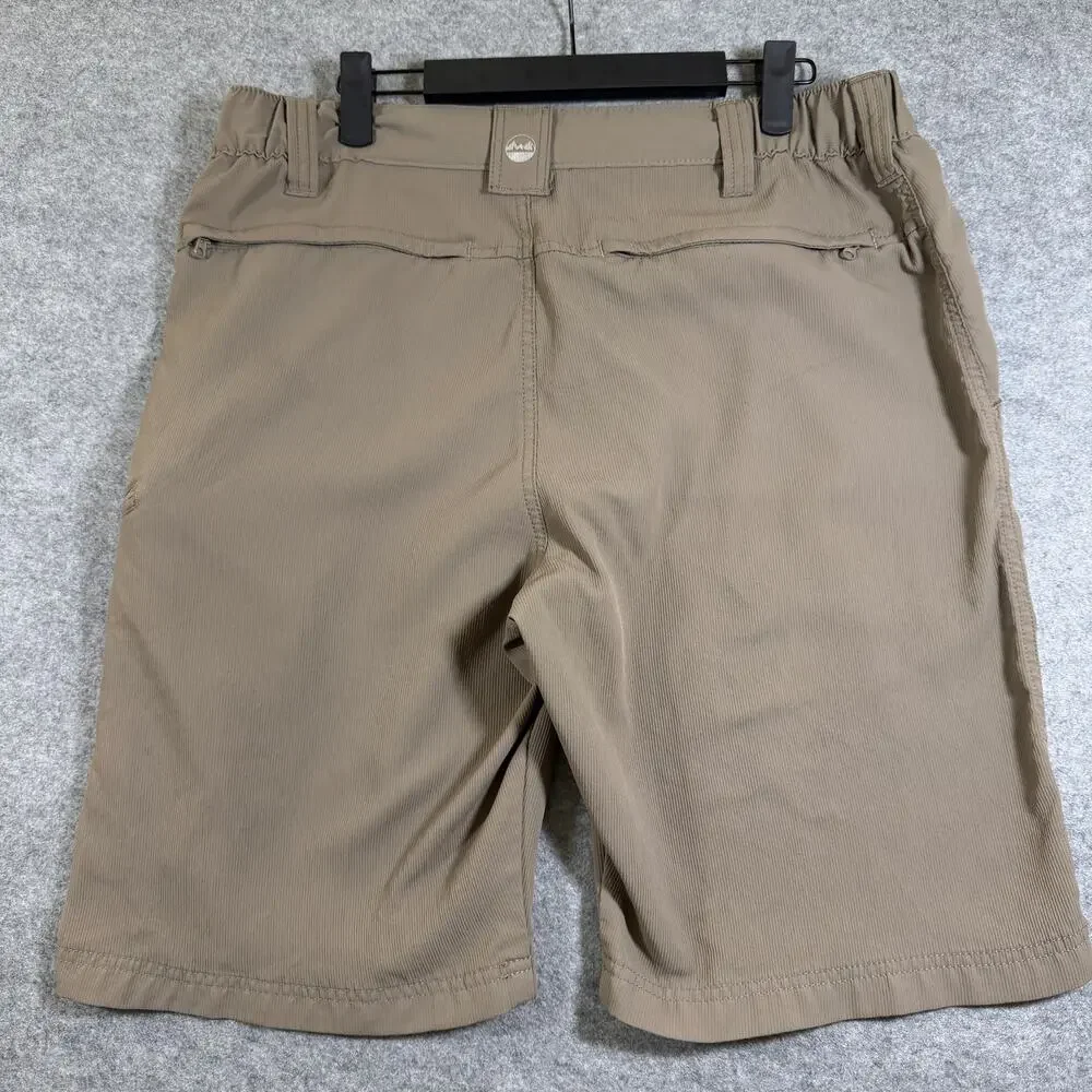 Wrangler ATG Cargo Shorts Mens 34 Khaki Elastic Waist Zip Pocket Outdoor Hiking